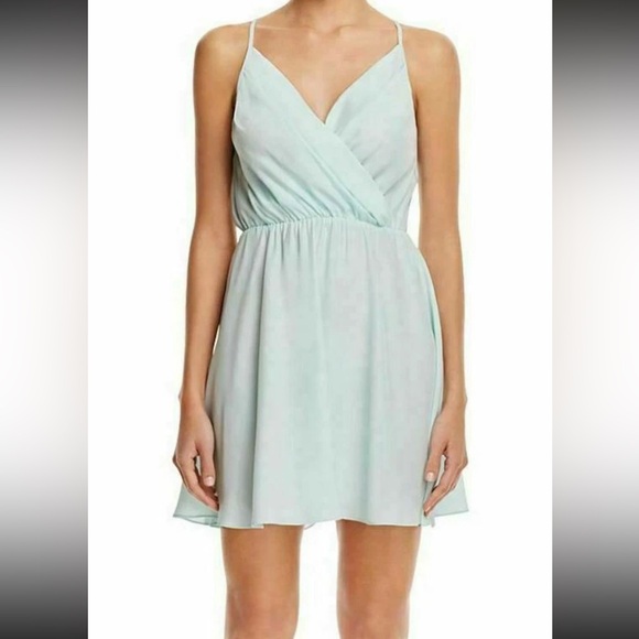 AMANDA UPRICHARD Chelsea 100% Silk Light Blue Aqua Teal Women's Mini Dress Small - Picture 3 of 6
